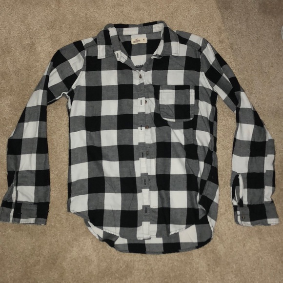 hollister black and white flannel